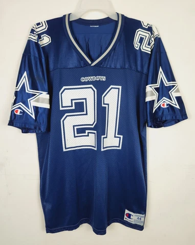 Vintage Deion Sanders Dallas Cowboys Jersey Size 44 Champion #21 NFL Football Cover