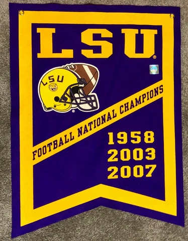 LSU Tigers Football  3 Time NCAA National Championship Banner Cover