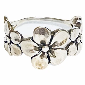 Women’s 925 Sterling Silver HAWAIIAN PLUMERIA Flower Band Ring Sz 7 - Picture 1 of 7
