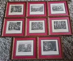 Piatto vintage industria e ozio incisione stampe incorniciate c1837 Hogarth - Foto 1 di 8
