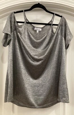 Blusa Top JENNIFER LOPEZ Talla 3X Gris Brillante Metálico Hombros Aplastados Nueva con Etiquetas Foto 1 de 4