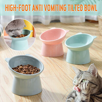 Elevated Pet Bowl Cat Dog Feeder Food Water High-foot Anti Vomiting Tilted Bowl • 11.30$