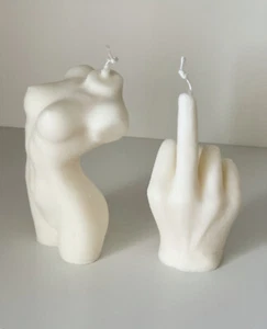 Middle Finger Candle, Women Torso Candle, Soy Wax, Set Of 2, Christmas Gift - Picture 1 of 4