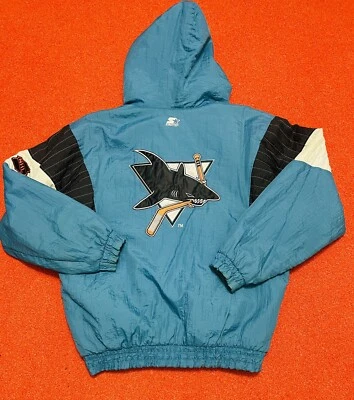 Винтажная мужская куртка-пуховик 90-х Starter San Jose Sharks размер XL - Изображение 1 из 4