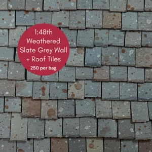 1:48th 0 Scale Weathered Slate Grey Model Train Diorama Roof + Wall Tiles Slate - Picture 1 of 9
