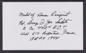 George T. Sakato, WWII Medal of Honor for Heroism in France, signed 3x5 card - Picture 1 of 1