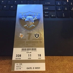 Talón de boleto de fútbol americano de la NFL Oakland Raiders vs Minnesota Vikings 2015 15/11 - Imagen 1 de 1