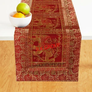 Indische Vintage Seide Brokat Elefant Tischläufer Matte Party Deko Tischdecke - Bild 1 von 6