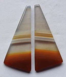 43.20 Ct Natural Banded Agate (42.6mm X 19mm each) Cabochon Loose Match Pair - Picture 1 of 3