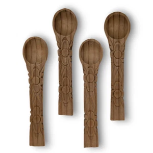 Vintage Pair of Wooden Spoons Hand Carved Rustic Farmhouse Set of 4 - Picture 1 of 5