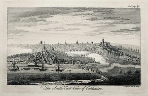 c1764 ESSEX Antique City Print SOUTH EAST VIEW OF COLCHESTER by John Ryland - Picture 1 of 3