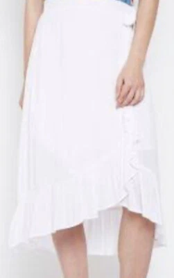 NY коллекции женщин белый с оборками обернутый ассиметричный высокий низкий кромки юбка 2 X - Изображение 1 из 4
