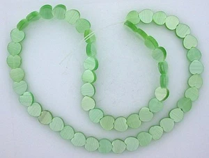 TWO Strand 8mm Green Flat Heart Fiber Optic Bead CLOSEOUT CLEARANCE fobsc30 - Picture 1 of 1