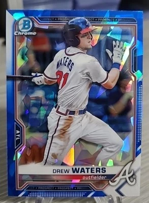Drew Waters 2021 Bowman Chrome Sapphire #BCP-81 Atlanta Braves/Royals  - Image 1 of 2
