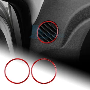 Red Carbon Fiber Dashboard Air Vent Outlet Trim Ring For Fiat Panda 2003-2011 - Picture 1 of 9