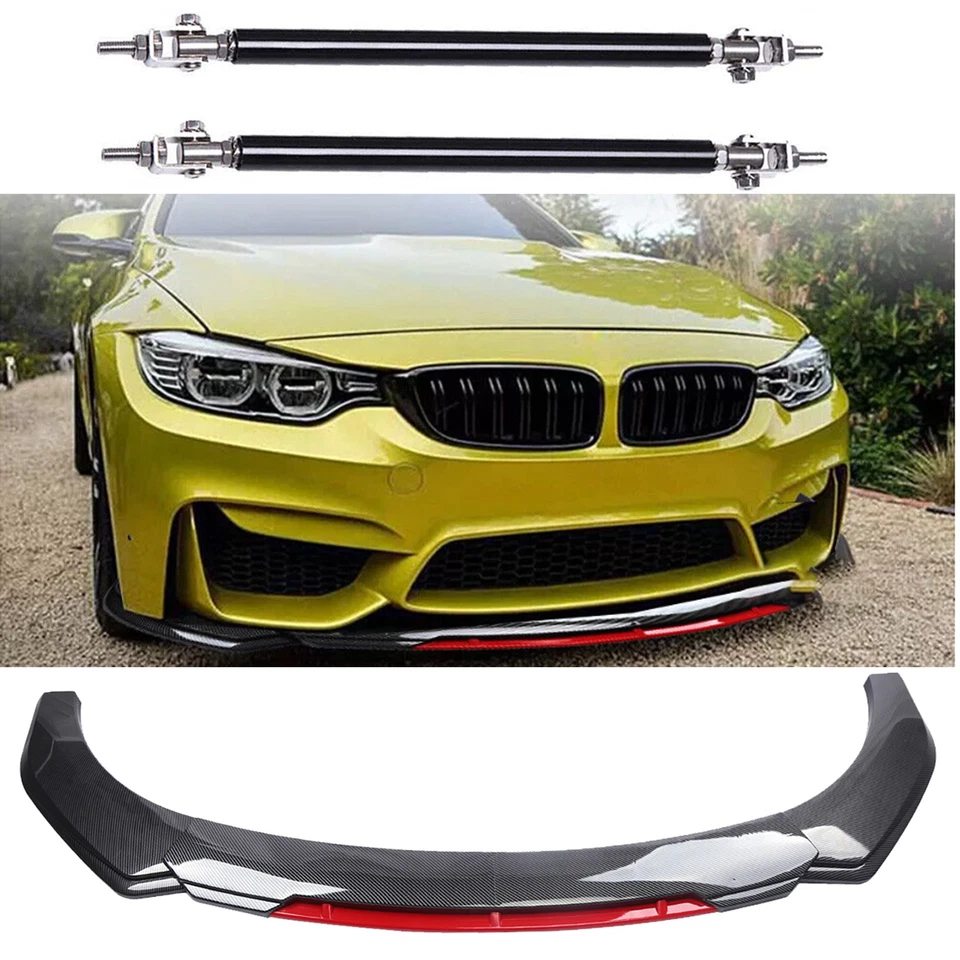 For BMW 3 4 5 series Front Bumper Lip Spoiler Splitter Strut Rods Carbon Fiber - Image 1 of 4