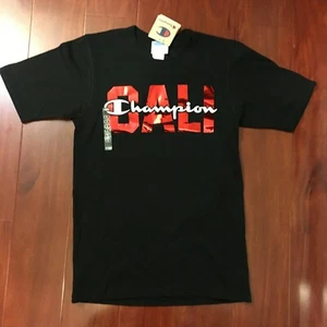 NEW CHAMPION HERITAGE TEE SHIRT SCRIPT CITY CALI TEE BLACK C18034 MEN SIZE SMALL - Picture 1 of 3