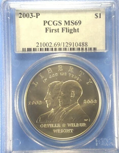 2003-P First Flight Centennial $1 Silver Commem MS-69 PCGS - Picture 1 of 2