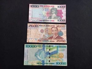 SIERRA LEONE 1000 + 2000 + 10000 (2010) LEONES Banknotes - Picture 1 of 2