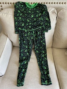 New Boy's Minecraft Game Creeper Faces Long Pant Pajama Set - Size L (10/12) - Picture 1 of 3