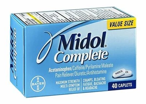 Bayer Midol Complete Pain Reliever Caplets Maximum Strength 40 Count Pack of 6 - Picture 1 of 2