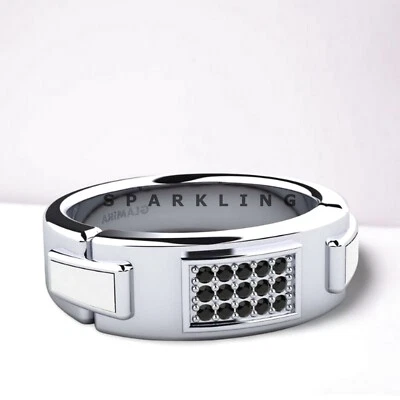 Black Onyx Round Cut With 925 Sterling Silver Ring For Men's #D539 Foto 1 de 4