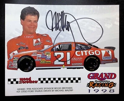 Cartão promocional Michael Waltrip Citgo NASCAR autografado 8x10 1998 com COA WWE2-23 - Imagem 1 de 3