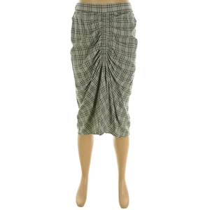 SIMPLY VERA WANG Women's X-SMALL Midi GREY PLAID SKIRT Ruched Front LIGHTWEIGHT - Picture 1 of 12