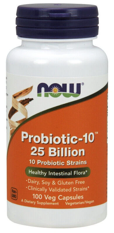 Now Probiotic 10 25 Billion Probiotic Bacteria Vegetable Capsule - 100 Count