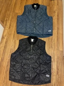 Vintage Big Smith Zip Vest Men's 3XL NAVY Quilted Black Vest 2X - Picture 1 of 16