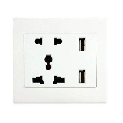 Universal Multi Socket Power Outlet 2.1A USB Charger Home Wall Plug White New - Image 1 of 4
