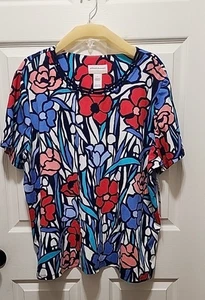Top Alfred Dunner Multicolor Floral Adornado Cuello Redondo Manga Corta Talla 2XL - Imagen 1 de 14