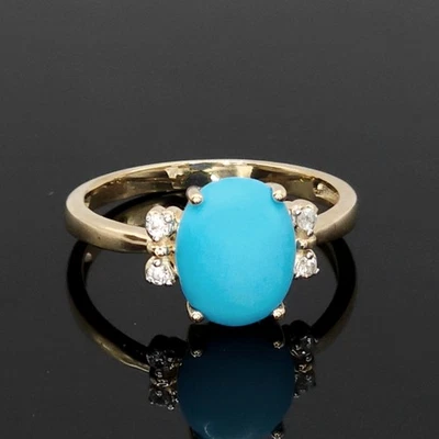 Anillo de oro de 14 quilates con turquesa y topacio de la Bella Durmiente Reino Unido O regalo en caja con sello 💍 Foto 1 de 4