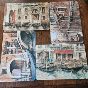 Jason Cork Back Placemats "Venice" Italy Set Of 4 Large By Alex Krajewski EUC - Picture 1 of 6
