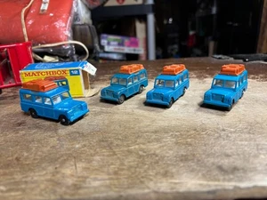 Vintage Matchbox Lesney Series No. 12 Blue Safari Land Rover - Lot Of 4 - Picture 1 of 5