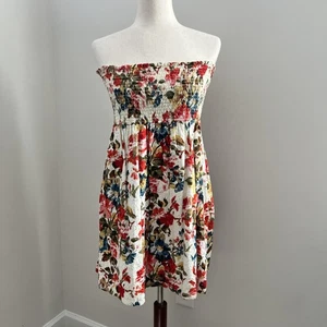Y2K Blumen Trägerloses Kleid Small Weiß Sommerkleid Boho Fairycore Cottagecore - Bild 1 von 10