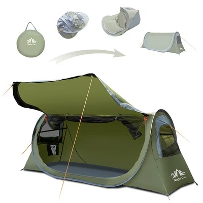 Палатка кемпинговая раскладывающаяся с большой дверью - легко устанавливается водонепроницаемый навес для рюкзака - Изображение 1 из 4