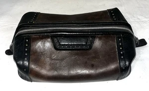 Vintage AMITY Men’s Brown Leather Toiletry Bag, zip top - Picture 1 of 11