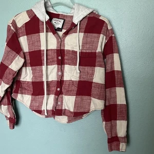 Camisas con capucha de franela American Eagle para mujer - abotonadas - franela roja y tostada - Imagen 1 de 5