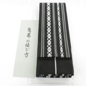 Kakuobi Cintura Kimono Uomo Cotone Nero 157,5inch Made in Japan Uomo - Foto 1 di 5