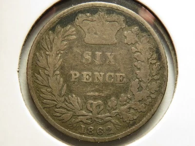 1862 Grã-Bretanha Sixpence, muito bom estado - Imagem 1 de 2