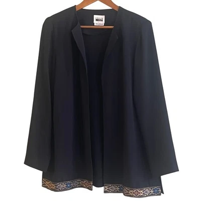 De Colección Leslie Faye Azul Marino Chifón Plumero Túnica Bordada Dobladillo Inferior Talla 12 Foto 1 de 4