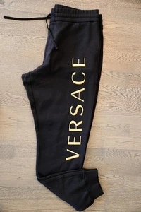 Versace GOLD Embroidered Black Pants 4XL 1011845 NWT $800 FITS 38-40 WAIST - Picture 1 of 4