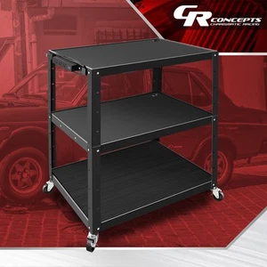 3-layer Utility Steel AV Cart with Lockable 360掳 swivel casters Rolling Shelf - Picture 1 of 7