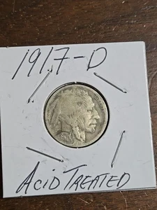 1917 D Buffalo Nickel Acid Treated - Picture 1 of 7