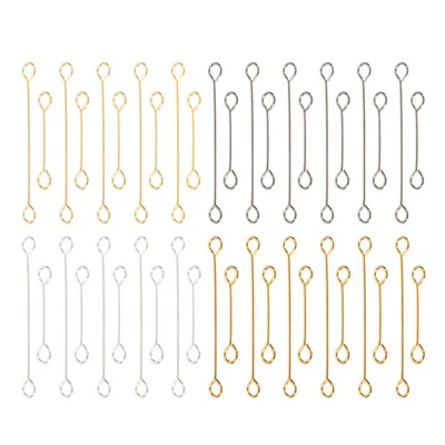 15mm/25mm Open Eye Pins, 160 Pcs Metal Double Head Pins, Silver Foto 1 de 4