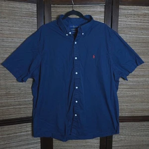 Polo Ralph Lauren ungestecktes federweiges Twillhemd mit Knöpfen XXL blau rot Pony - Bild 1 von 9