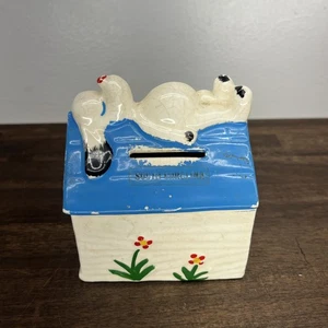 Vintage Sparschwein Hund schläft auf Hundehütte South Carolina Coin Bank  - Bild 1 von 7