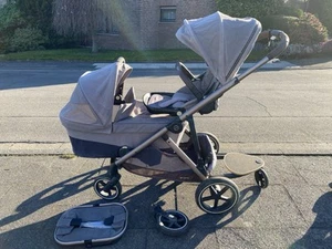 Kinderwagen (Geschwister) Cybex Gazelle S Soho Grey inkl. umfangreiches Zubehör - Bild 1 von 6