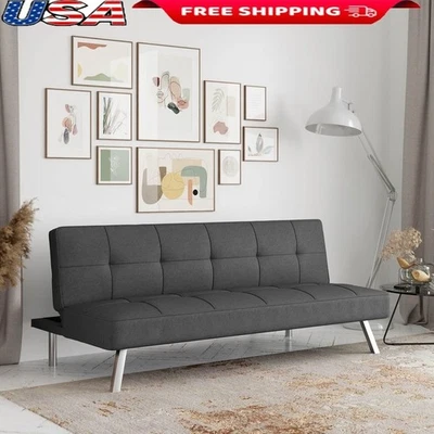 Convertible Futon Sofa Bed Modern Fabric Multi-Functional Tufted Design New - Image 1 of 4